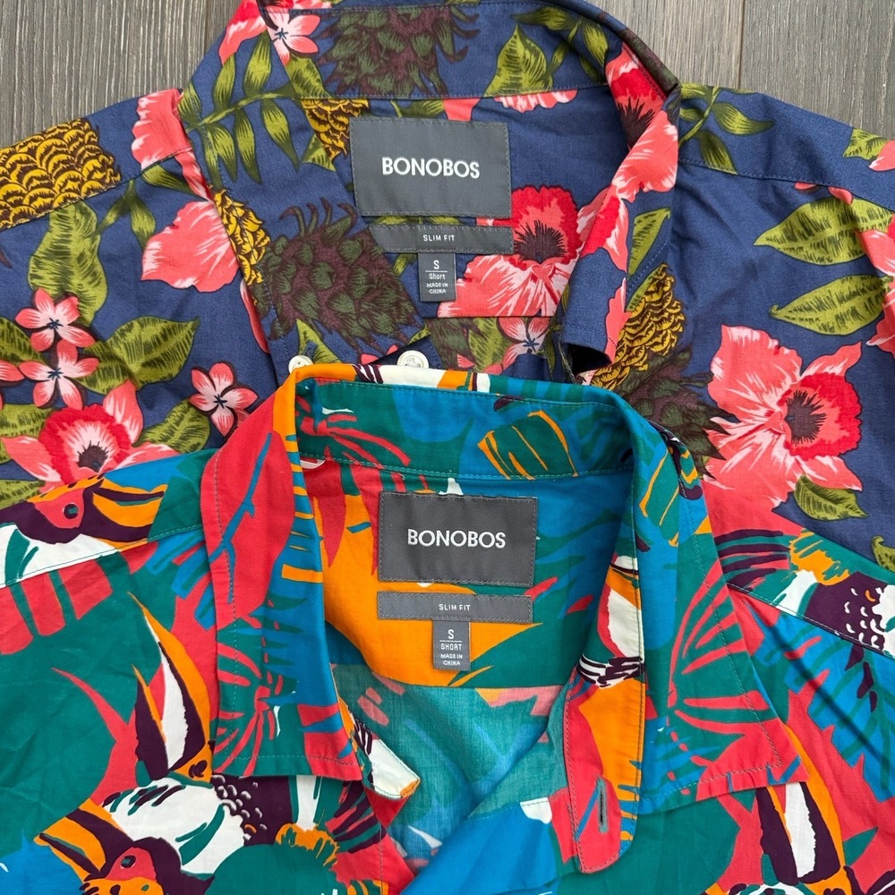 Bonobos Small Short Slim Fit Hawaiian Shirt Tropical Cotton Short Sleeve Bundle‎